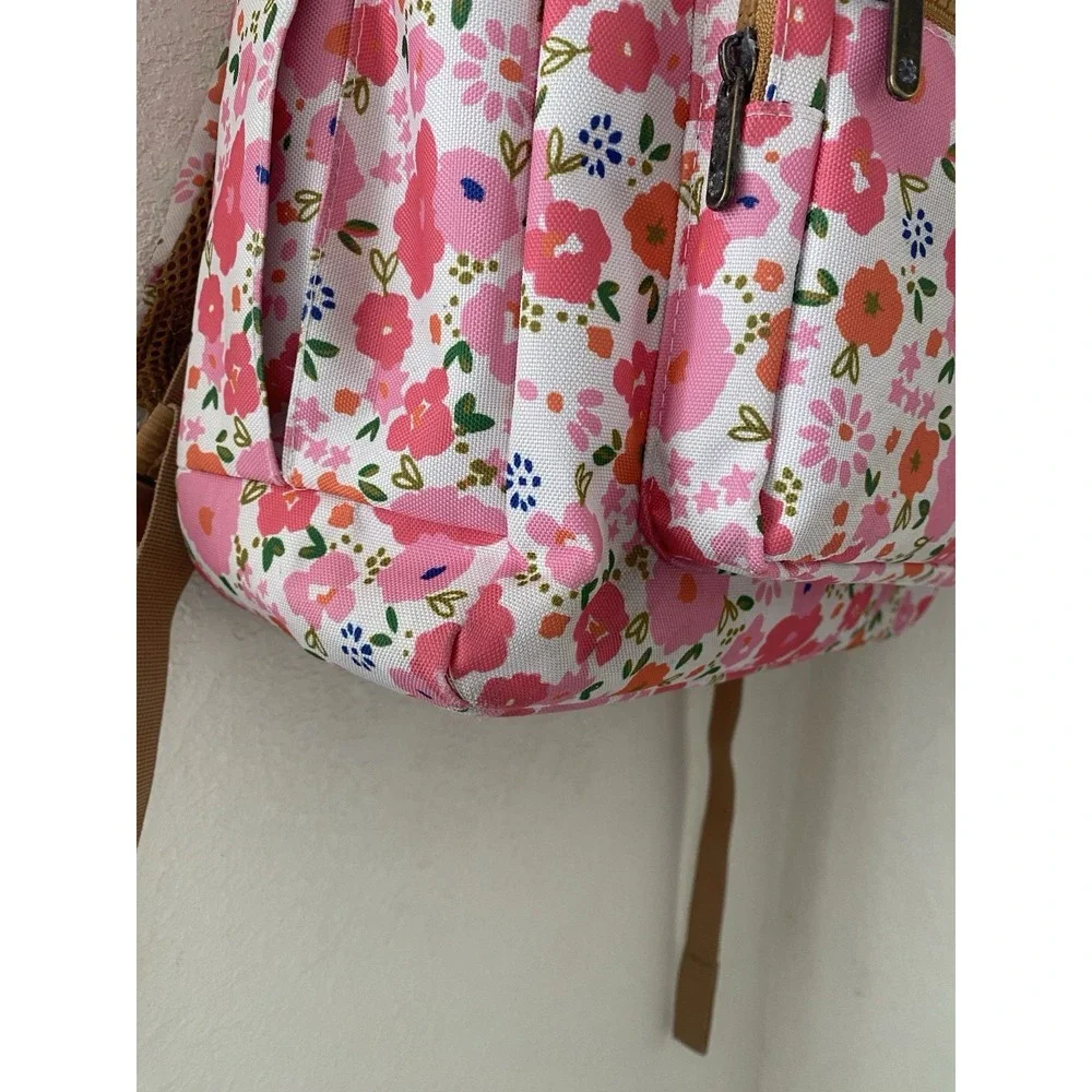 Lucky Brand Backpack White Background Pink & Orange Flowers